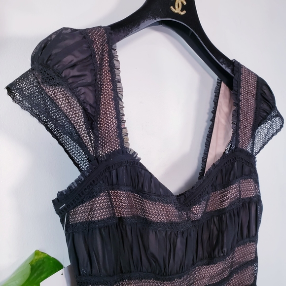 New $250 FREE PEOPLE Black Nude Lace Party Dress 2 - Picture 6 of 16